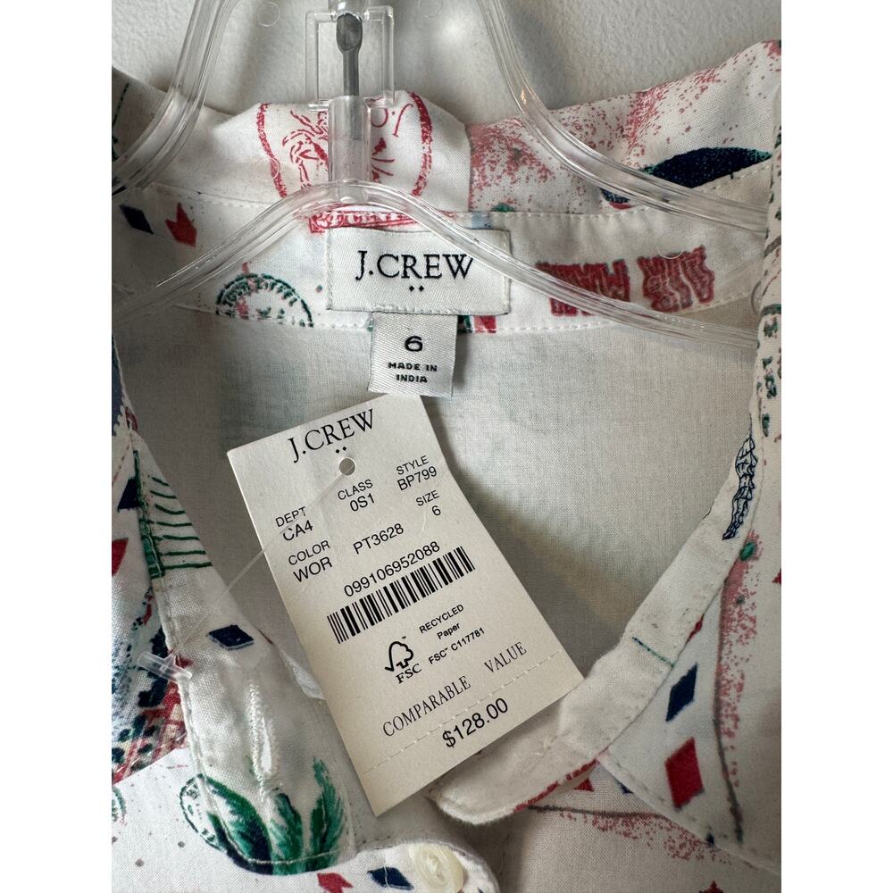 J.Crew Sleeveless Collared Postcard Tiered Dress Size 6 NWT - Picture 7 of 10